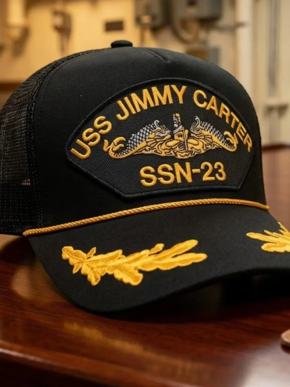 Retro USS Jimmy Carter SSN 23 Submarine Patch Trucker Hat Navy Officer Cap New